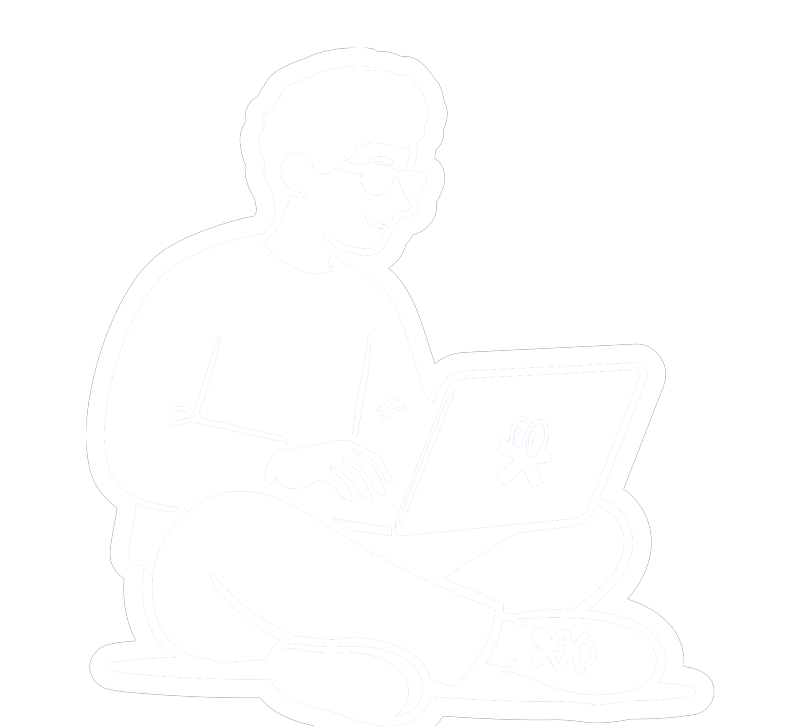Illustrazione rappresentante una persona che lavora col suo notebook appoggiato sulle gambe incrociate